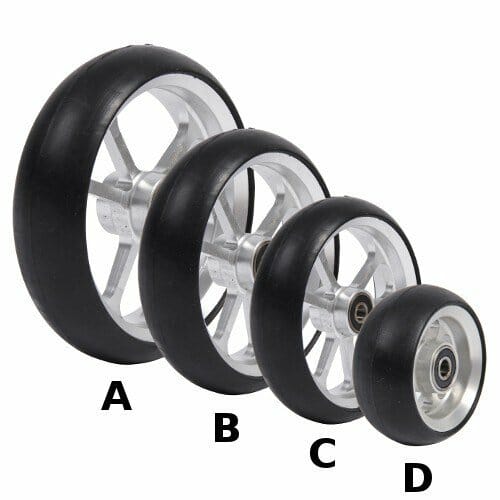 06033167 Wheels 4' aluminum rim black rubber