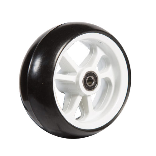 06033225 Wheel 4' black rubber white rim