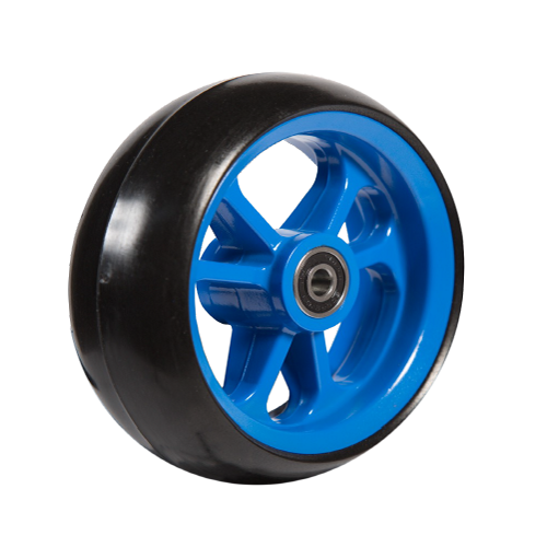 06033227 Wheel 4' black rubber blue rim