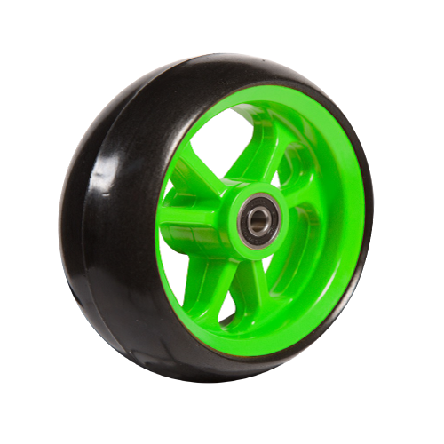 06033237 Wheel 4' black rubber green rim