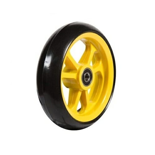 06033249 5' black rubber wheel yellow rim