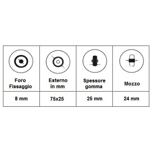 06069008 3' wheel without LED black rubber