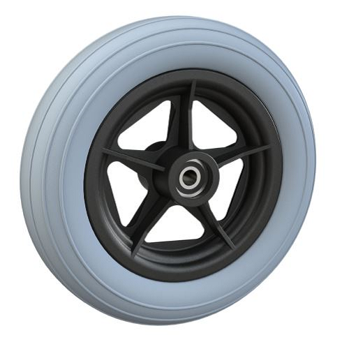 06069010 Complete wheel 10x2 in grey striped polyurethane