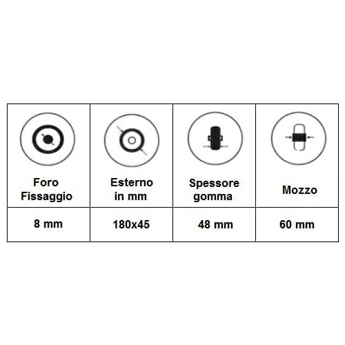 06069017 Ruota 180x45 Grigia con 6 raggi