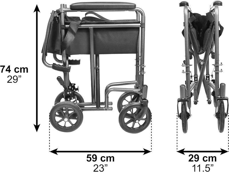 Sedia a Rotelle Pieghevole Leggera (Sedia Stretta 38 Cm)