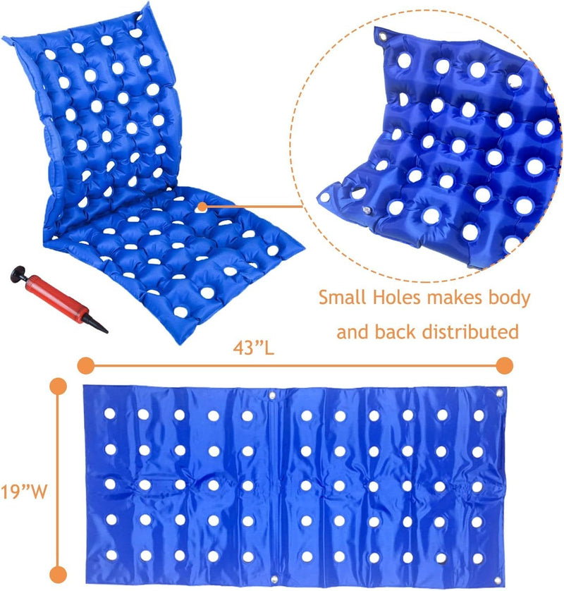 Bedridden - Cuscino Gonfiabile Antidecubito per Sedia a Rotelle Con Schienale Completo per Anziani Disabili, Portatile