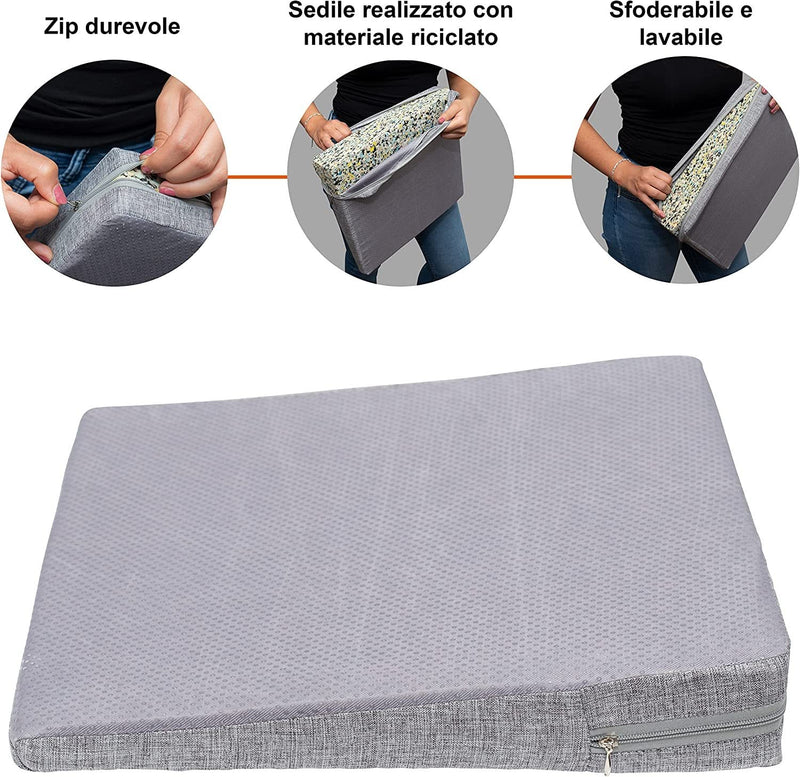 Comfortable Wedge Cushion - Office Chair Cushion with Non-Slip Cover and Carry Bag - Office Chair Cushion, Car Seat Cushion, Office Chair Cushion