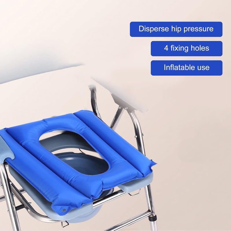 Inflatable Seat Cushion With Hole Anti-Decubitus Chair Cushion For Wheelchair Comfortable Air Seat Cushion Foldable Toilet Seat Cushion With Pump Blue