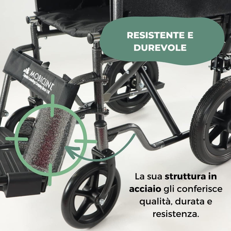 Sedia a Rotelle, S230, Pieghevole E Leggera, Seduta 40 Cm