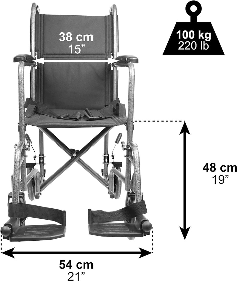 Sedia a Rotelle Pieghevole Leggera (Sedia Stretta 38 Cm)