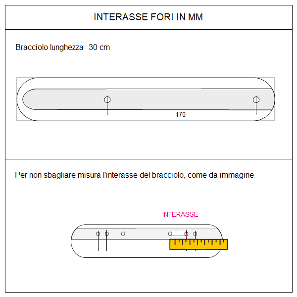 Bracciolo supporto tubolare 31x5 cm 07069004