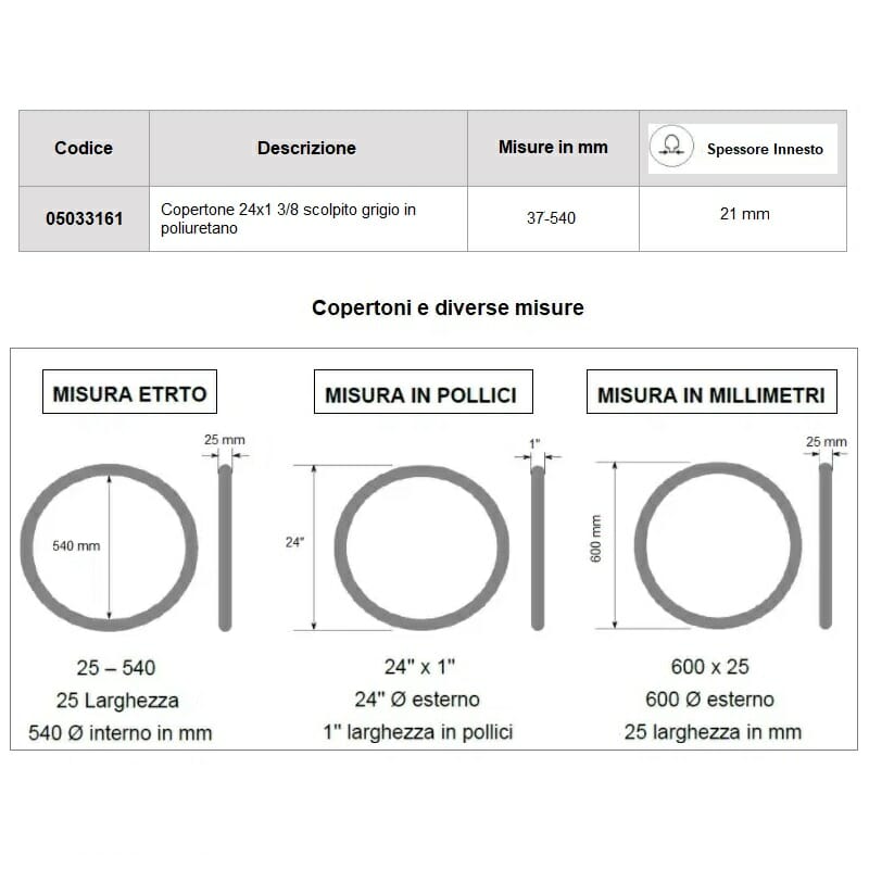 Copertone 24x1 3/8 poliuretano per carrozzina 05033161