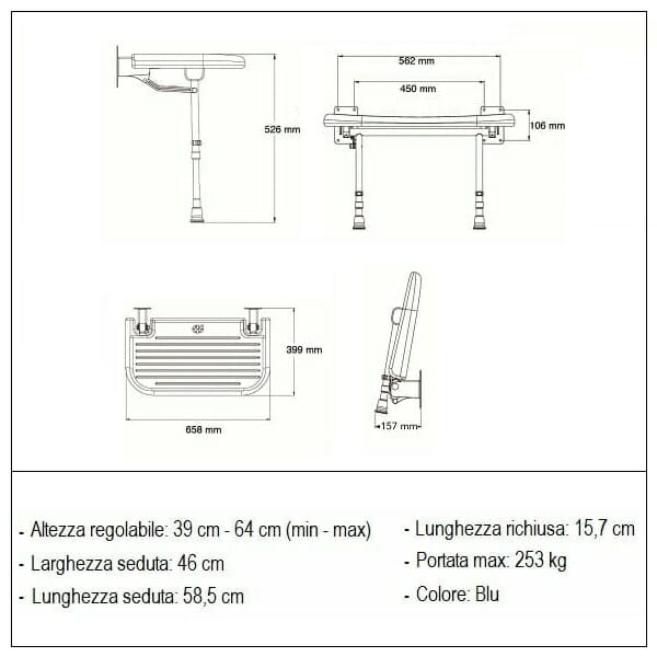 Wall Seat 4000 Series B04070P Allmobility