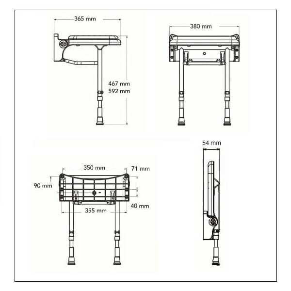 Sedile imbottito compatto Serie 2000 Allmobility B02 200P