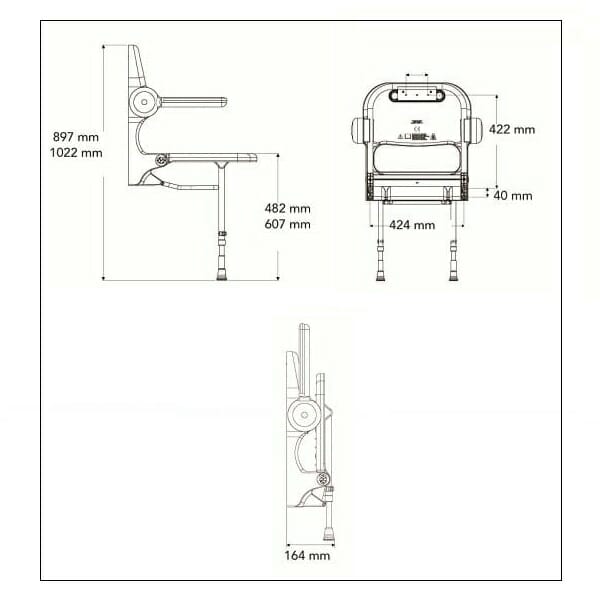 Sedile imbottito con schienale Serie 2000 Allmobility B02130P