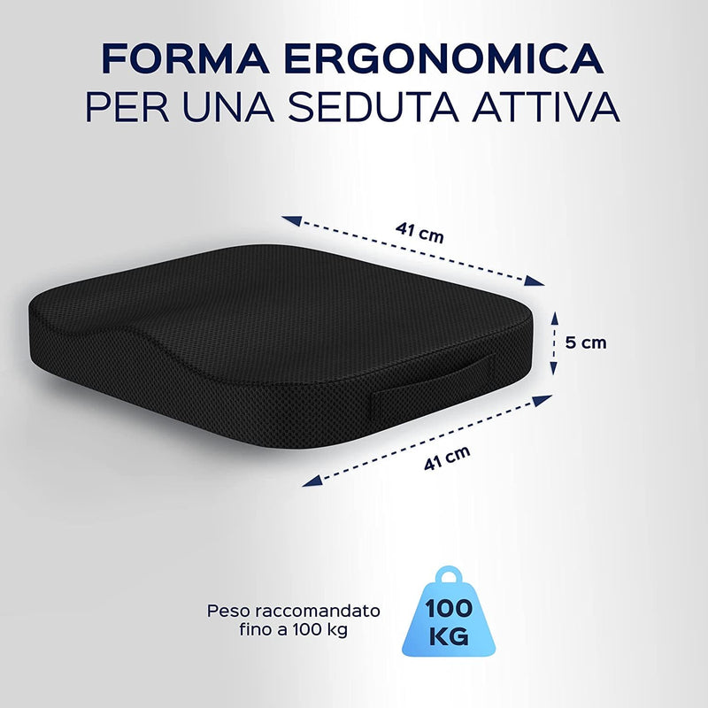 Cuscino Antidecubito - Cuscino Ortopedico Posturale per Casa, Ufficio E Auto - Rialzo per Sedia Ergonomico in Memory Foam - Supporto Lombar