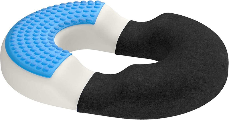 Anti-decubitus Cushion - Orthopedic Donut in Memory Foam and Gel - Ergonomic Seat for Back and Coccyx - for Gaming, Car and Office