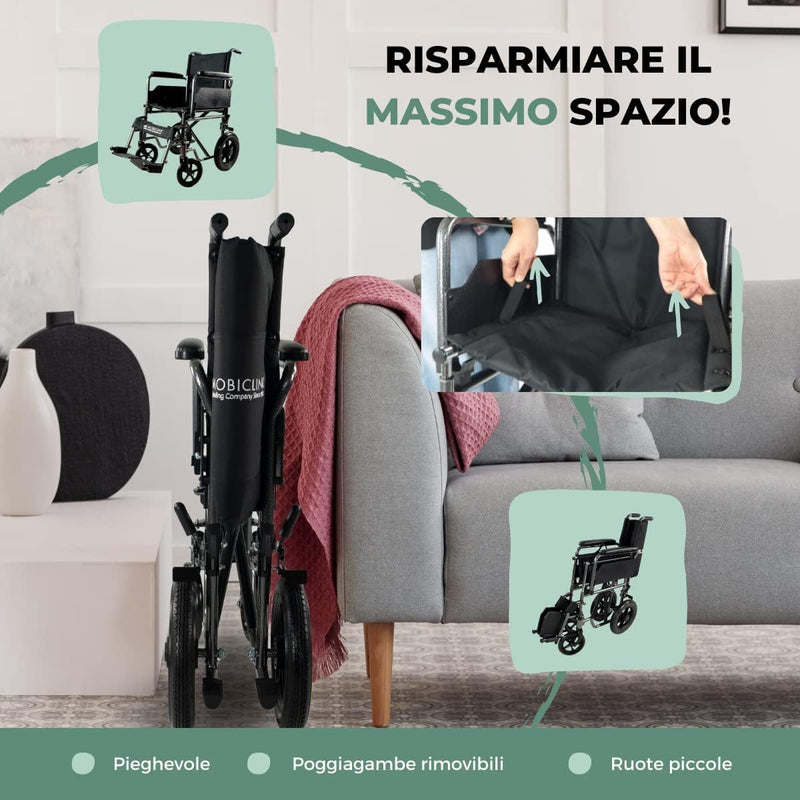 Sedia a Rotelle, S230, Pieghevole E Leggera, Seduta 40 Cm