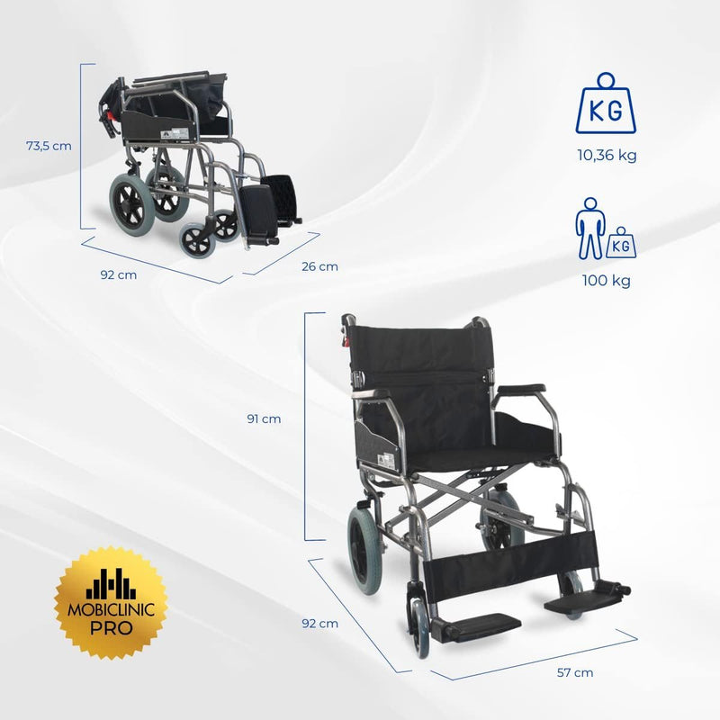 , Wheelchair, Museum, Transit Chair, Folding, Aluminum, Brake On Handles